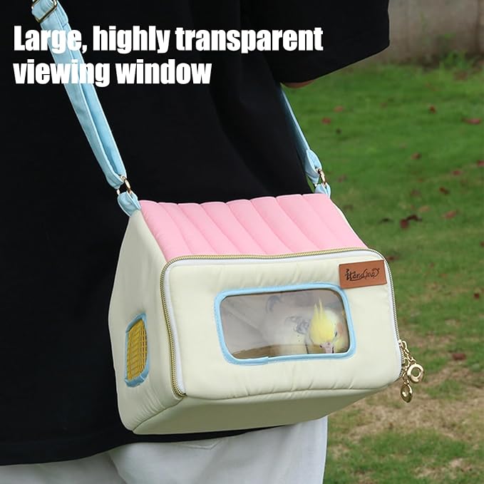 Bird Carrier Bag, Portable Warm Breathable, Pet Carrier with Stainless Steel Tray, Travel Cage with Sturdy Build, Bird Accessory, Pet Gear for Animal Pigeon Outing Travel Vehicle Car Indoor Outdoor