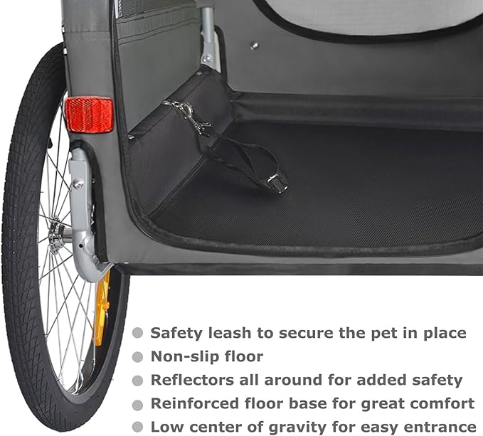 Tiggo Veelar Sports Pets Large Dog Bike Trailer & Stroller for Medium,Large Dog or Multiple Small Dogs, Pet Stroller for Dogs Up to 78 lbs, Parking Brakes, Low Center of Gravity