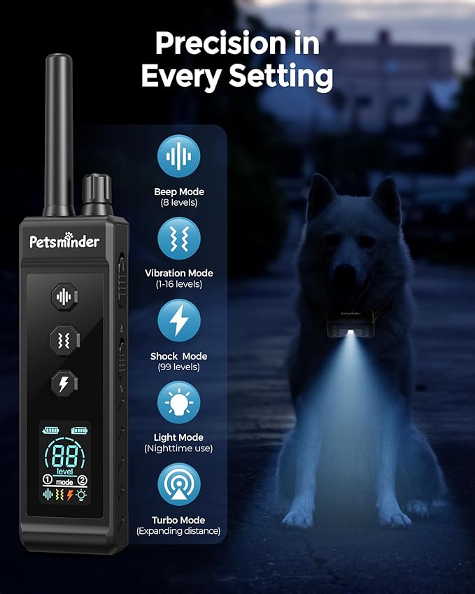 Dog Shock Collar, 4000FT Rechargeable Dog Training Collar with Remote IP67 Waterproof, Adjustable Beep/Vibration/Shock Modes, 5 Training Modes for All Breeds, Sizes (10-150lbs)