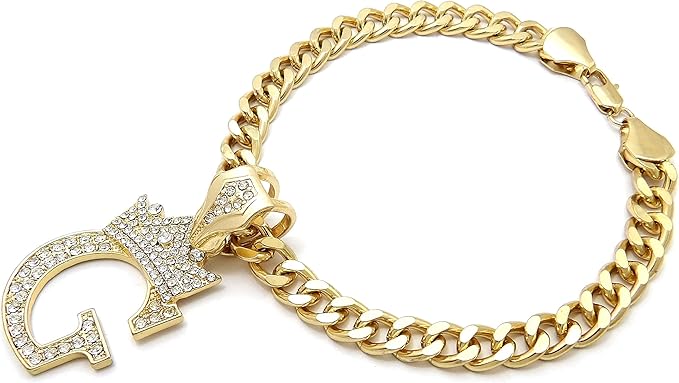 Initial Letter Cuban Chain Dog Chain Pet Chain Pet, Cat, Puppy Necklace (G, 10")