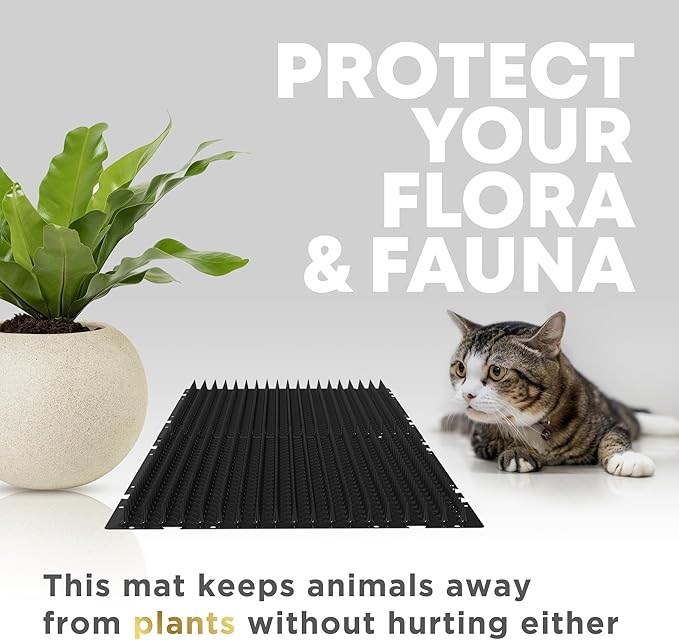 Petfolio 12 Pack Black Cat Spike Mat - 16" x 13" Scat Mat for Cats with 1" Spike is A Perfect Pet Deterrent for Indoor & Outdoor Cat Repellent to Deter Feral Cats & Dogs