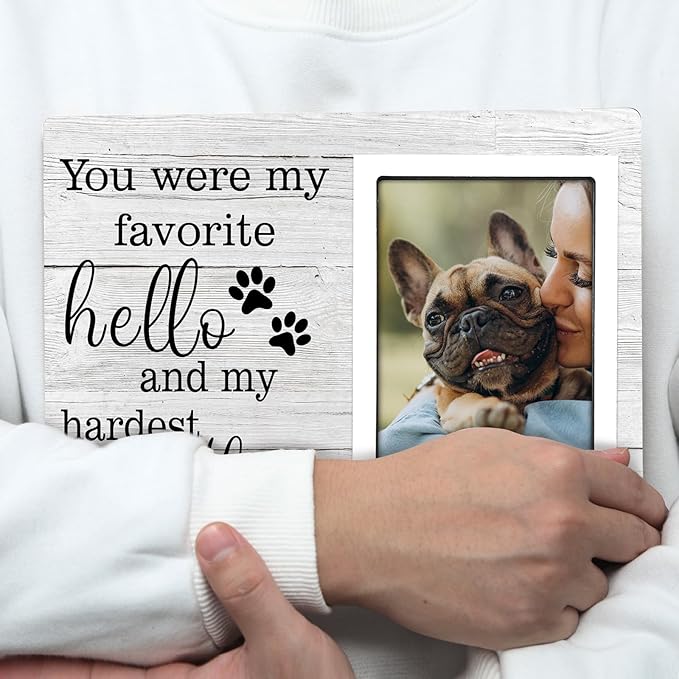SteadStyle Dog Memorial Picture Frame, Sympathy Gift for Loss of Dog, Fits 5x7in Photo