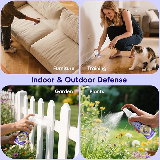 Cat Deterrent Spray - Effective Repellent Spray for Furniture Protection, Safe Natural Indoor & Outdoor Training Aid to Stop Scratching & Urine Marking (200 ML)