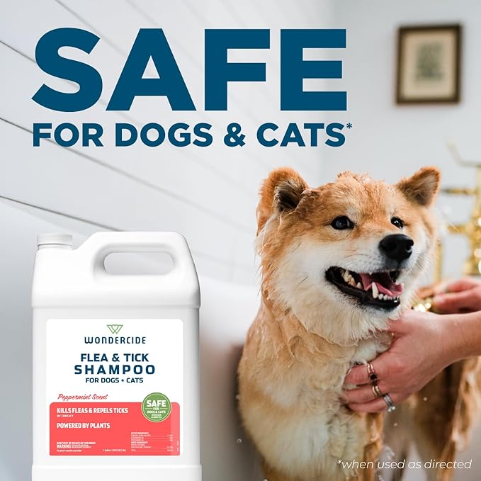Wondercide - Flea & Tick Shampoo for Dogs and Cats - Flea and Tick Killer Treatment with Natural Essential Oils - for Pets Over 4 Months - Powered by Plants - 128 Fl oz
