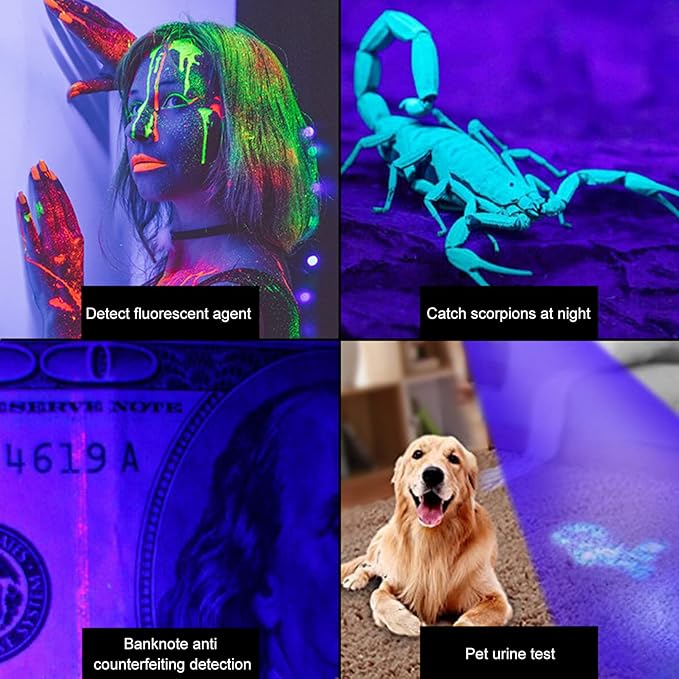 Black Light UV Lamp, 365nm High Brightness LED Mini UV Flashlight, Powerful Compact UV Flashlight, Pet Urine Detection Lamp for Dog/Cat Urine Detection/Resin Curing/Scorpion