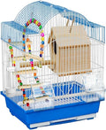 Wrought Iron Bird Cage, Flight Cage for Parakeets Medium Small Parrots Parakeet Cage for Cockatiels Lovebird Finches Canaries(Blue,35 * 28 * 47cm/14 * 11 * 19in)