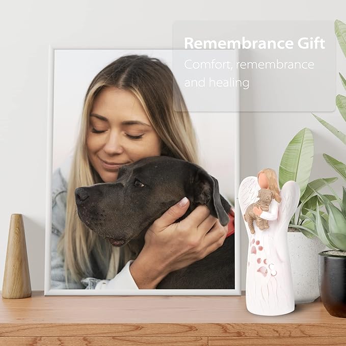 BEARAE Loss of Dog Sympathy Gift, Dog Memorial Gifts, Loss of Dog Candle Holder, Dog Passing Away Statue, Dog Angel Figurine, Pet Memorial Gifts for Dogs