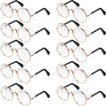 10 Pieces Cat Dog Sunglasses Funny Pet Glasses Round Metal Small Classic Retro Sunglasses Pet Hippie Cute Dog Cat Cosplay Party Costume Photo Props Cosplay Glasses(Transparent)