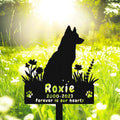 Personalized Custom Flowers Dog Husky Memorial Grave Marker Garden Stake, Customized Metal Husky Memorial Plaque Dog Sympathy Garden Yard Sign with Stake