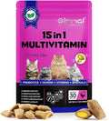 Cat Vitamins Treats, 15 in 1 Cat Multivitamin Chews Vitamins with Taurine, Omega-3s Fatty Acids, Prebiotics for Health, Bones, Joint, Skin & Coat, Digestion, Immune Support, (30 Day Supply)