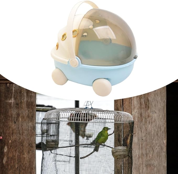 Heated Bird Carrier Bag Parrot Travel Cage Small Pet Accessories Winter Warm Bird Nest House for Finch African Greys Outdoor, Blue