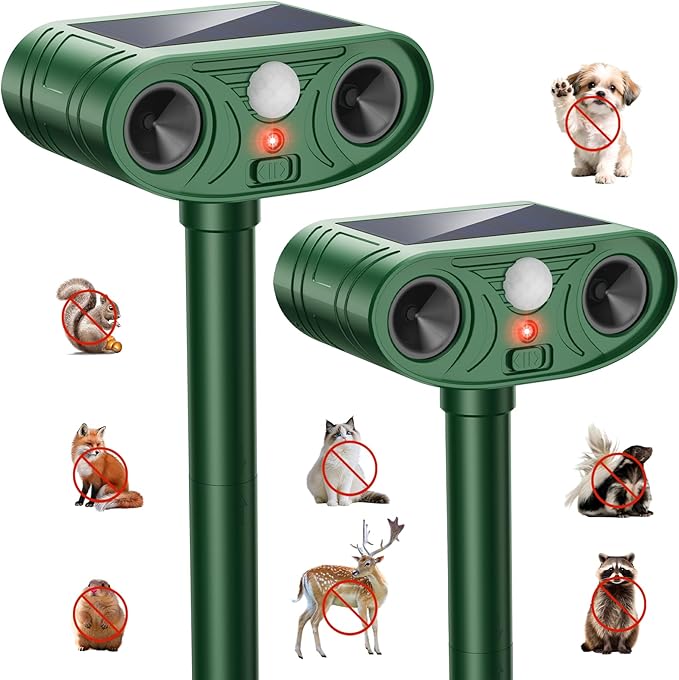 2026 Upgraded Solar Ultrasonic Animal Repellent Outdoor Deer Cat Repellent with Motion Sensor Flash Light,IP65 Waterproof Repeller Keep Rodent Squirrel (2)