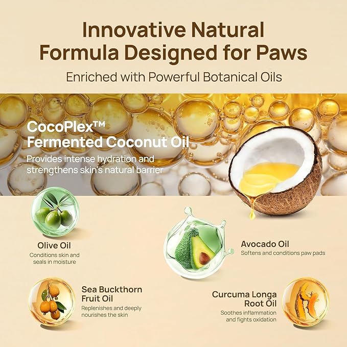 HICC PET Dog Paw Balm 0.21 oz Travel Pack for Dogs & Cats, All-Natural Paw Balm Dogs Lick Safe, Moisturizing and Healing Dry Cracked Paws, Improves Rough Paws Relieves Odor, Horse Hoof, Joint Care