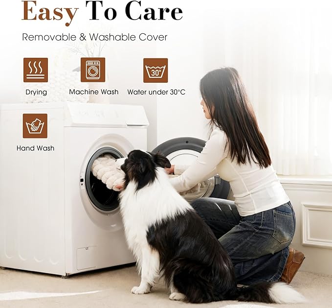 Large Orthopedic Dog Crate Bed with Waterproof Lining, Soft Short Plush Surface & Egg Crate Foam for Calming Puppy, Machine Washable Pet Bed with Removable Cover & Anti Slip Bottom