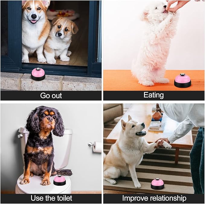 Comsmart Dog Training Bell, Set of 2 Dog Puppy Pet Potty Training Bells, Dog Cat Door Bell Tell Bell with Non-Skid Rubber Base