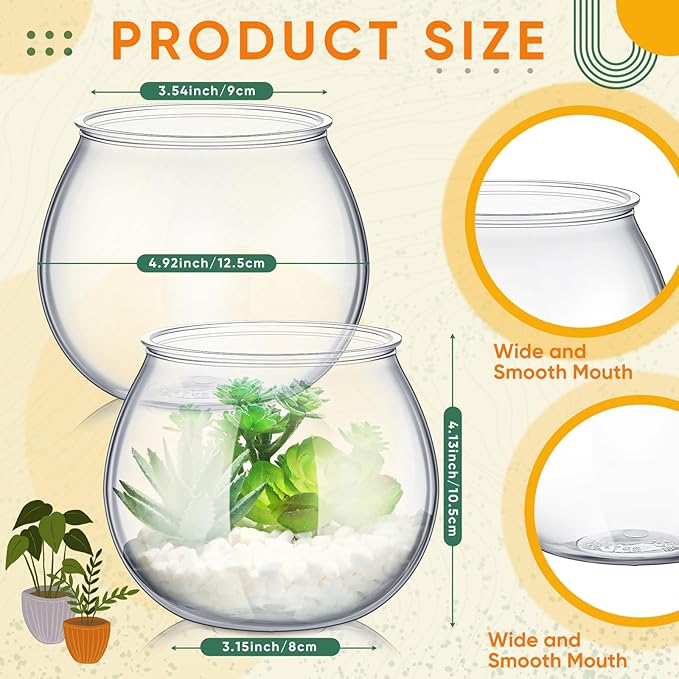 4 Pcs Plastic Fish Bowls for Centerpieces 27 oz Clear Fish Bowl for Drinks Unbreakable Heavy Duty Round Vase for Table Centerpieces Wedding Event Home Decor