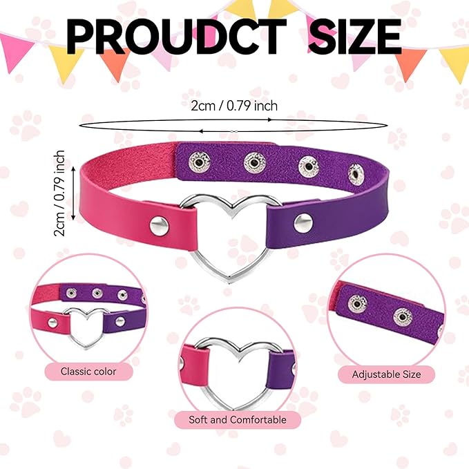 5Pcs Pink Purple Striped Cat Costume Set, Halloween Costume with Plush Ears, Adjustable Tail, Knee Socks, Gloves, Collar, for Women, Girls, Halloween Cosplay Party Outfit
