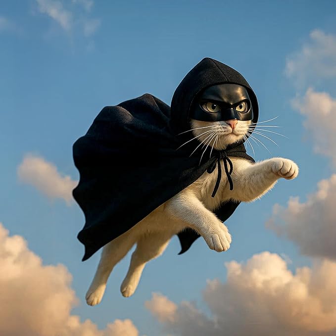 Black Bat Cat Mask and Cloak, Funny Bat Mask Cloak, Halloween, Clothes and Accessories for Cats