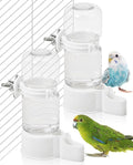 BNOSDM Automatic Bird Water Dispenser 2 Pcs No Mess Parrot Cage Water Feeder Drinker Suspended Bird Drinking Device Parakeet Cage Accessories for Budgies, Cockatiel, Conure, Canary, Finch (White)