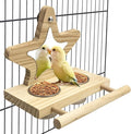 Tfwadmx Parrot Wooden Feeding Cups with Wooden Platform Stainless Steel Birds Bowls Food Water Bowls with Bird Food Holder for Cockatiel Conure Budgie Parakeet Macaw Lovebird