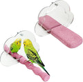 PINVNBY 2 PCS Bird Perch with Mirror Resin Parakeet Perches Hanging Parrot Toys Interactive Bird Cage Accessories for Cockatiel Conure Lovebird Finch (Pink)