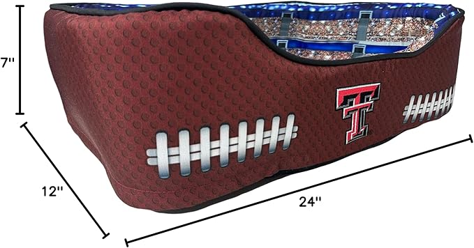 NCAA Texas Tech Red Raiders Stadium Dog Bed, Pet Pillow Bed for Dogs, Sporty Football Dog Bed and Lounge Cushion