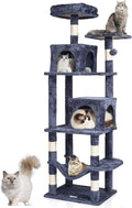 VEVOR Cat Tree for Indoor Cats, 63" Cat Tower with 2 Cat Condos, Sisal Scratching Post, Hammock, Top Perch, Jumping Platforms, Large Cat Furniture Activity Center with Hang Ball, Dark Grey