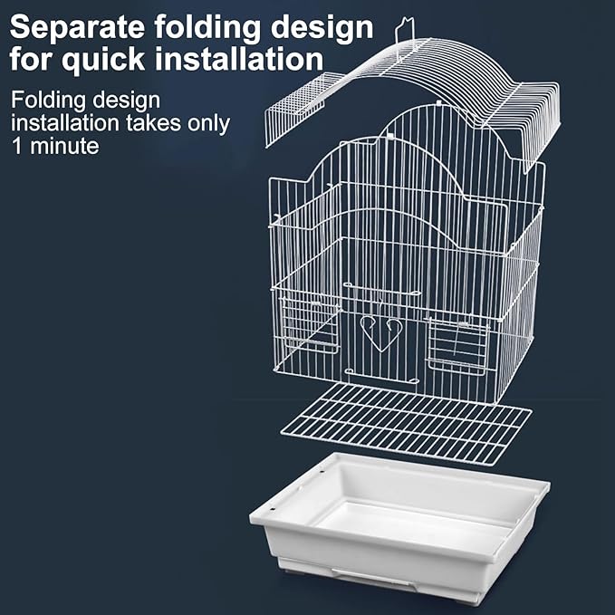 Wrought Iron Bird Cage, Flight Cage for Parakeets Medium Small Parrots Parakeet Cage for Cockatiels Lovebird Finches Canaries(Blue,35 * 28 * 47cm/14 * 11 * 19in)