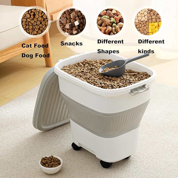 2pack 35 lbs Dog Food Storage Container,Collapsible Dog Food Container with Scoop,Pet Food Storage Containers to Keep Dry Food Fresh,Easy to Move