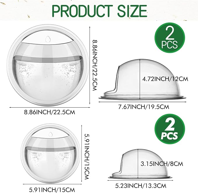 4 Pcs Wall Fish Tank Wall Aquarium Hanging Fish Bowls 9in 6in Acrylic Fish Bubble Ecosphere Decor Fish Bubble Hanging Fish Bowl Clear Vase Flower Plant Pot