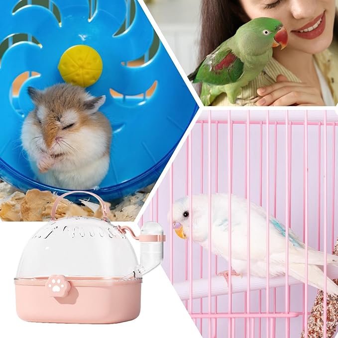 Bird Travel Cage Carrier, Panoramic View Secure Bird Habitat, Ventilated Transport Cage with Water Bottle, Ideal for Outdoor Adventures, Travel, Camping, Parrots, Finches, Budgies, Small Pet Birds