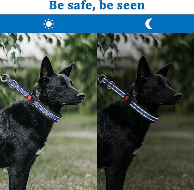 Mayerzon Martingale Collar for Dogs, No Pull Dog Collar with Reflective Strip for Small Medium Large Dogs, Anti Pulling Dog Collar with Buckle for Walking Training, Safe for Night Walk(Black, L)