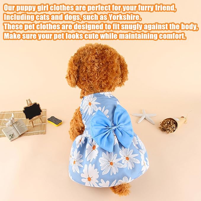 Dog Dress,1PC Dog Dresses with Cute Bowknot,Summer Dogs Clothes Pet Princess Dresses for Chihuahua Yorkies Puppies Cat Outfit