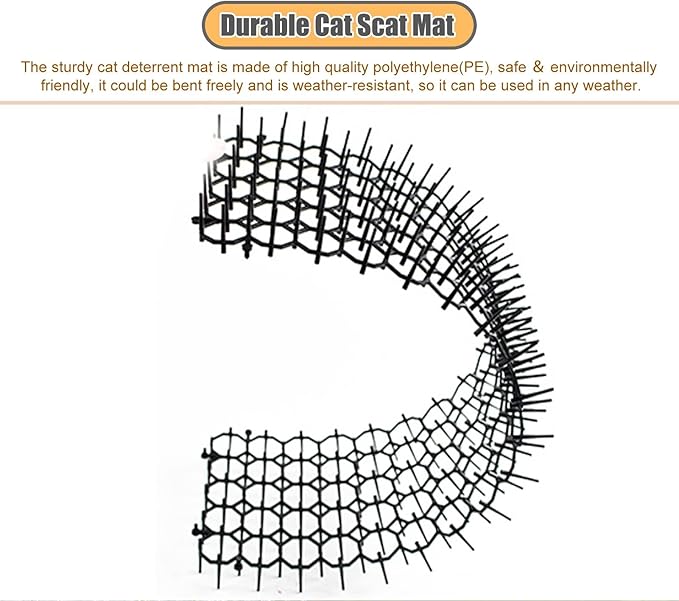 CMYUN Cat Scat Mat with Spikes/Cat Repellent Mats for Sofa Furniture Chair, Connectable Cuttable Pet Deterrent Spike Mat, Indoor Cat Pee Deterrent(12 pcs)