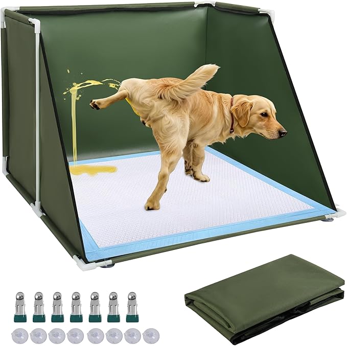 24x24x17.7 Dog Pee Pad Holder with High Walls,Waterproof Puppy Litter Box,Foldable Indoor Dog Potty,No Spill Pet Toilet for Small/Medium Puppy, Easy Clean,Army Green