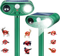 2026 Solar Animal Repellent Outdoor&Cat Repellent Outdoor Squirrel Deer Repellent Devices Coyote Raccoon Rabbit Fox Deterrents with Motion Sensor & LED Waterproof Cat Deterrent for Garden Yard 2 Pack
