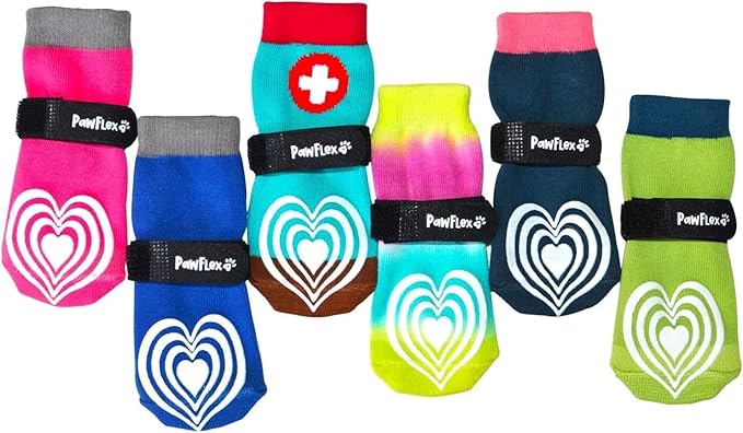 Medical First-Aid Double Sided Anti-Slip Cotton Dog Socks | PawFlex Comfy Pawz Silicone Nonslip at Inner Cuff for No Twisting or Sliding Off | Pet Paw Protection |Wound Care | Traction Control