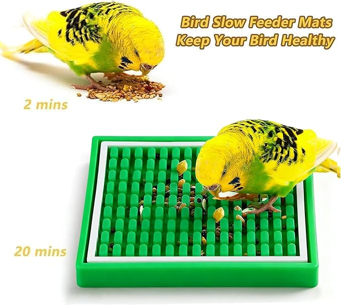 Parrot Foraging Toys, 2 Pcs Bird Feeder Foraging Mats, Interactive 2Pcs Bird Foraging Toys Puzzle to Increase Feeding Time Cage Accessories Training Chewing for Conure, Cockatiel, Parakeet (Green&Red)