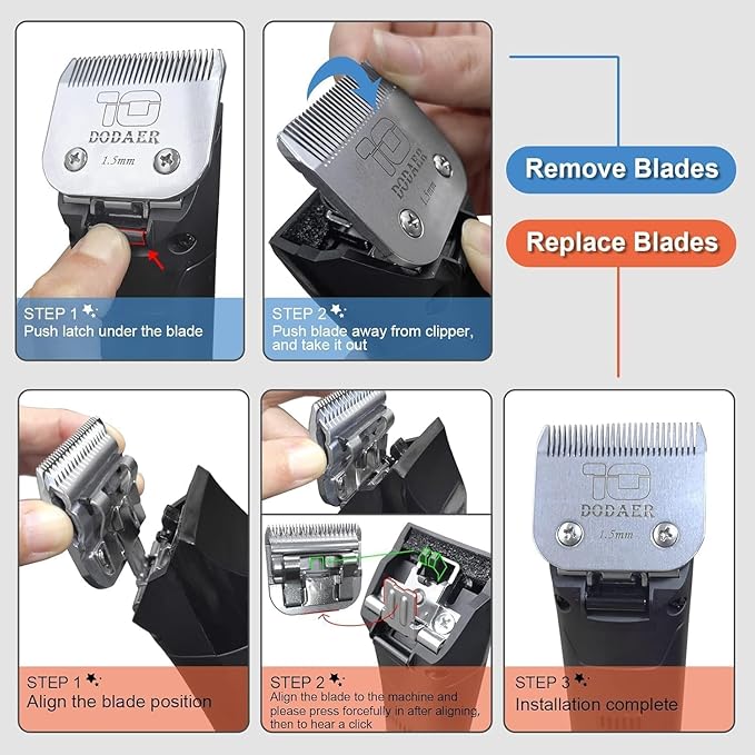 Detachable Pet Dog Grooming Blades of Stainless Steel,Compatible with Andis,Oster-A5,Wahl KM10 Series,Size 10/7F/5F/4F/3F, 5 Count