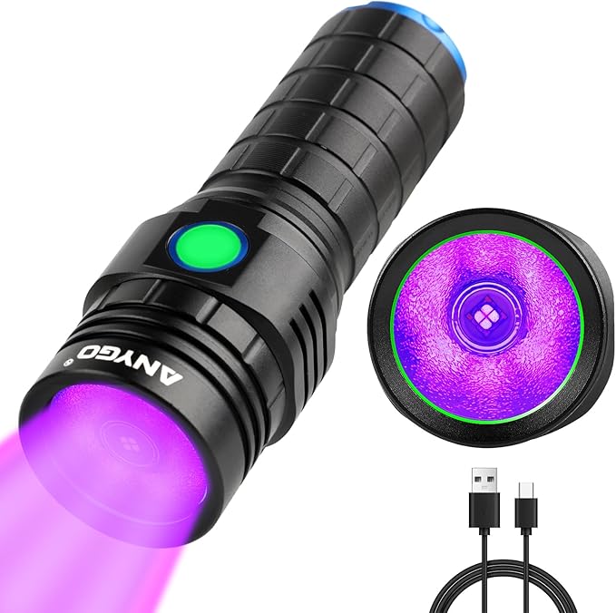 395nm Black Light Flashlight with Filter, High Power Rechargeable UV Flashlight, Bright Black Light for Pet Urine Detection, Bed Bug Detector, Outdoor Jade Exploration & Jade Identification