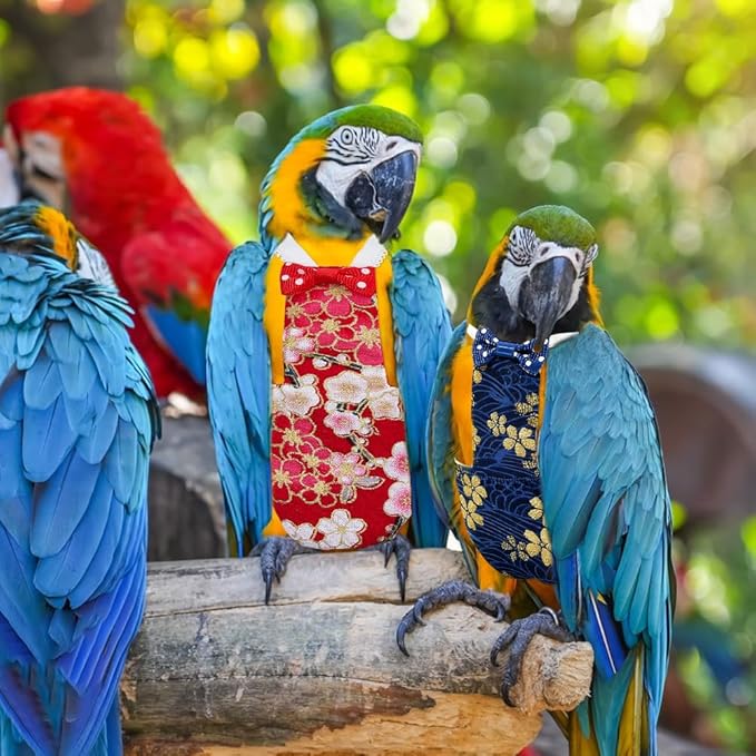 SUPERFINDINGS 4Pcs 4 Styles Flower Bird Diaper Bird Flight Suits Diapers Reusable Parrot Nappy Washable Cute Urine Wet Suit for Cockatiel Conure Budgie Macaw African Grey Parakeet