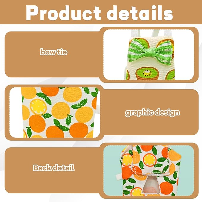 5-Piece Set Bird Diaper, Parrot Diaper, with Peach, Orange, Watermelon, Banana, Kiwi Designs, Comfortable Fit for Small Birds