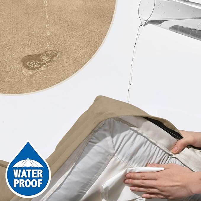 Comfort Expression Orthopedic Dog Bed for Extra Large Dogs 42x30 Inch, Waterproof Egg Crate Foam XL Pet Bed with Removable Bolsters, Dog Couch with Washable Cover & Non-Slip Bottom, Light Brown