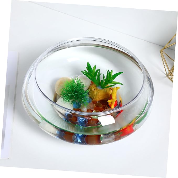 NUOBESTY Glass Fish Bowl Vase, Wide Mouth Vase Round Terrarium Hydroponic Planter Floral Mini Fish Tank Aquarium Candy Dish for Table Centerpiece 2800ml