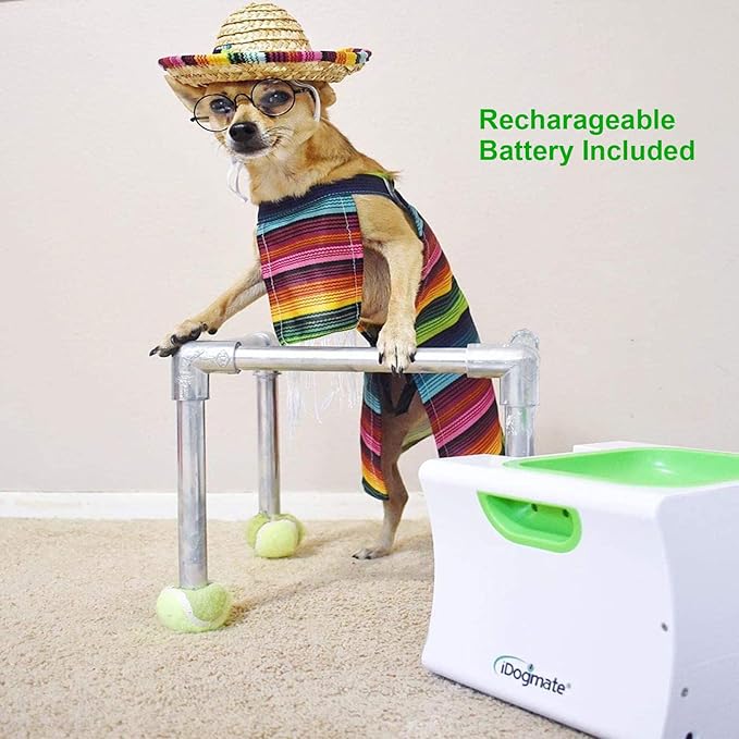 Small Interactive Ball Launcher with Rechargeable, Automatic Dog Ball launcer for Mini Dog (Ball Thrower with 3 Mini Balls)