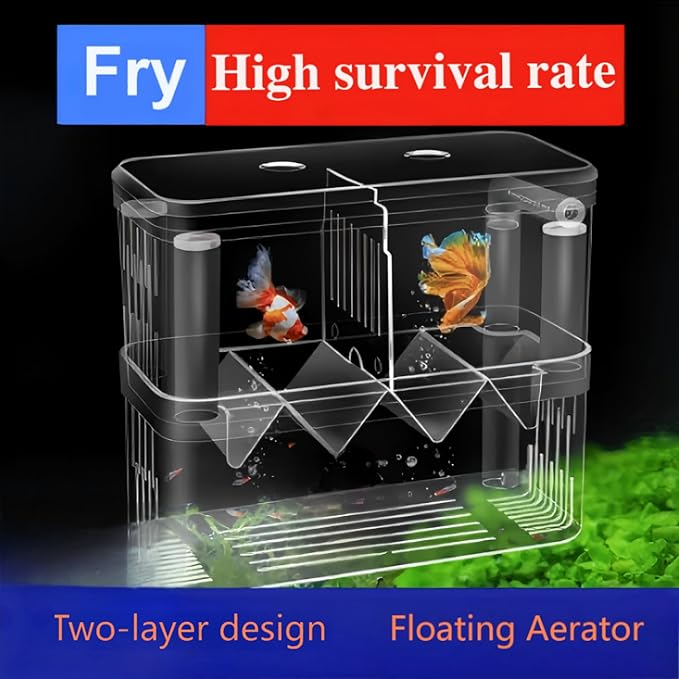 Aquarium Fish Breeder Box Hatchery Incubator,Multi-Functional Acrylic Breeder Isolation Box Hatching Incubator Box for Fish Fry Shrimp Little Turtle Betta Fish