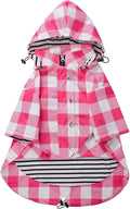Dog rain Coat Waterproof Raincoat Puppy Jacket with Legs Buttons Zipper Hood Drawstring Fit for Yorkie Terrier Schnauzer Poodle Border Collie Labrador Golden Retriever 8lbs to 80lbs Pink S
