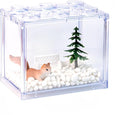 Small Sea Monkey Tank, Stackable Mini Betta Fish Tank Tinny Aquarium Kit with Aquarium Gravel, Moss Ball Tank Shrimp Tank 0.27 Gallon Acrylic Cube Fish Bowl for Shrimp Snails
