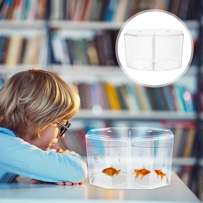 POPETPOP Mini Acrylic Fish Breeding Tank: Transparent Fish Breeding Box with Divider - Small Aquarium for Shrimp