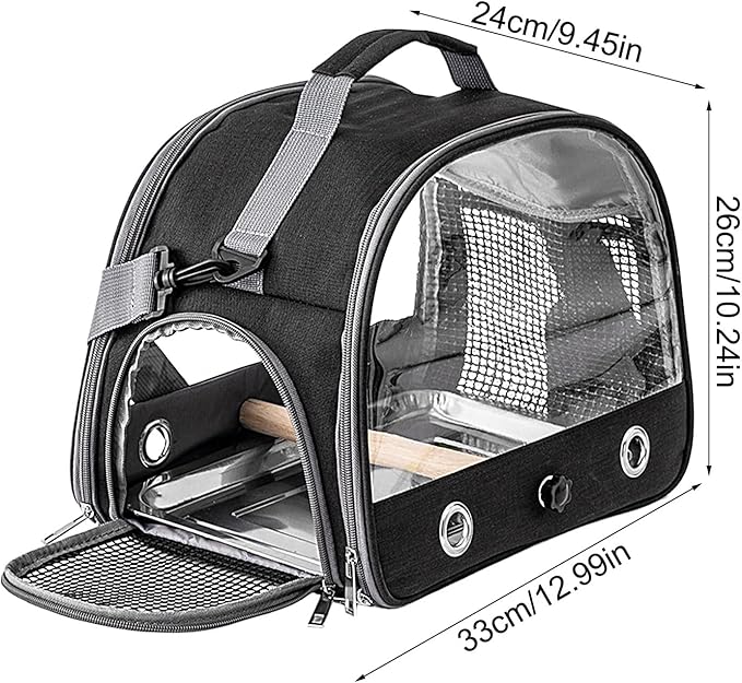 Portable Bird Travel Cage - Parrot Backpack with Strap, Compact Small Birds Carrier | Lightweight Outdoor Cage for Conures Budgies Parakeets Gentoo Parrots Travel Use Transport Companion